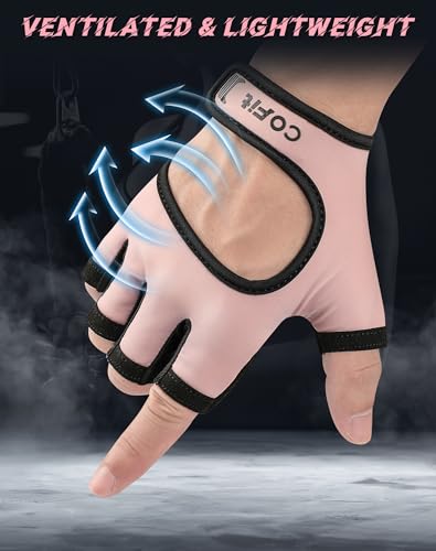 Breathable Workout Gloves - Antislip Weight Lifting Gloves, Pink Backless, Medium
