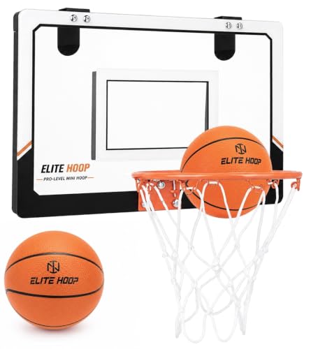 Indoor Mini Basketball Hoop for Door with 2 Balls & Pump, Steel Rim, Kids & Adults