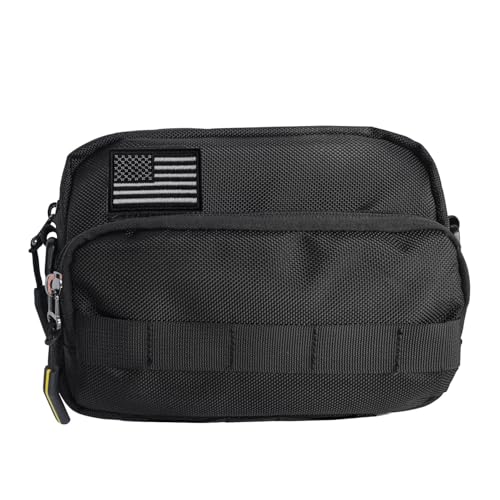 Larswon Black Motorcycle Handlebar Front Bag – Water-Resistant 8.2 x 5.6 x 3.5 in HUD Patch Panel