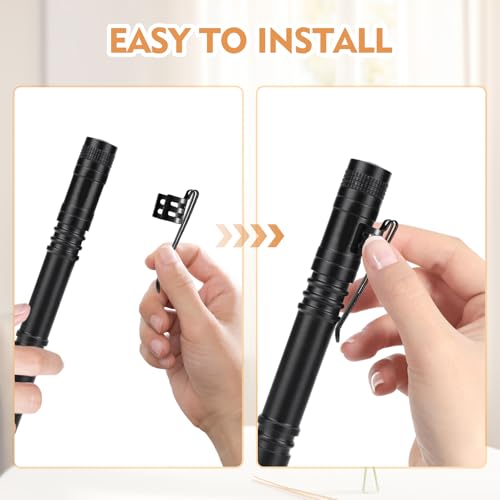 20 Pack Durable Stainless Steel Flashlight Pen Clips - Black