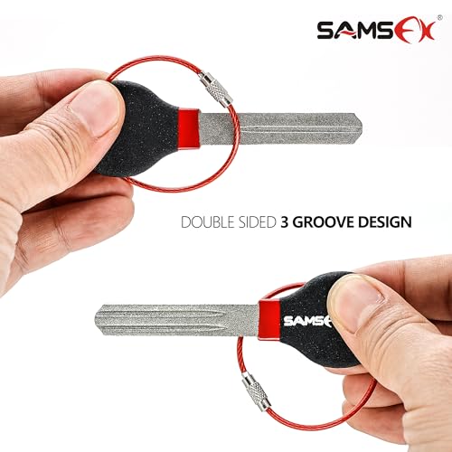 Portable Fishing Hook Sharpener - Diamond File with Handle, Black & Red