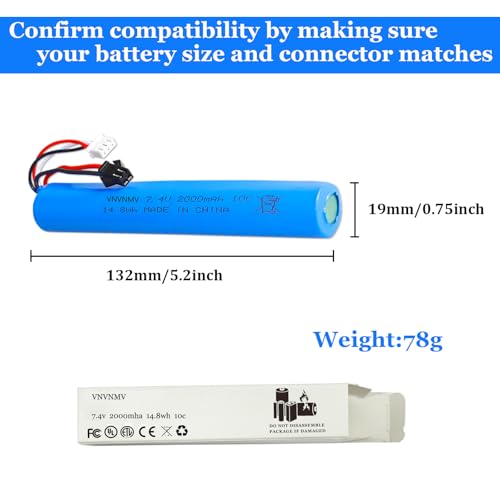 7.4V 2000mAh Rechargeable Battery for Splatter Ball Guns