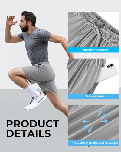 Men's Large Black Athletic Shorts 2-Pack - Quick Dry Workout Gym & Running