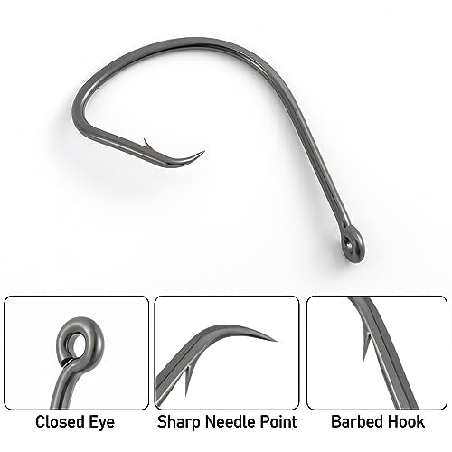 100 Pack Light Circle Fishing Hooks - Offset Wide Gap #4