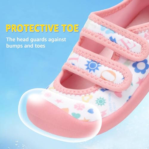 Toddler Water Shoes Boys Girls Summer Beach Aqua Socks Pink White 8 Pairs - Non Slip, Quick Dry