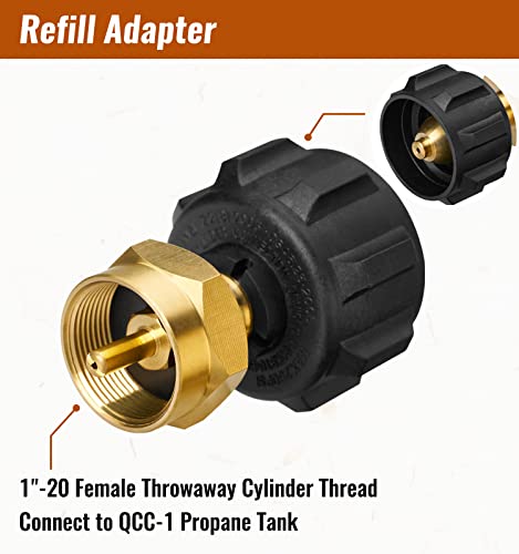 Propane Refill Adapter for 1-Pound Tanks - Solid Brass