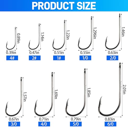 Long Shank Baitholder Fishing Hooks - Size 1/0, 50pcs