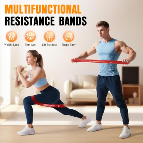 Resistance Bands Set - 5 Levels, 10-40LBS, Latex Workout Bands