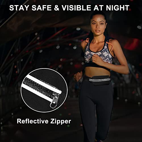 Running Belt Fanny Pack - Lightweight Moisture-Wicking Phone Holder - Black