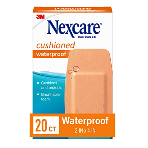 Nexcare Waterproof Cushioned Bandages, Knee & Elbow, 2 x 4 in, 20