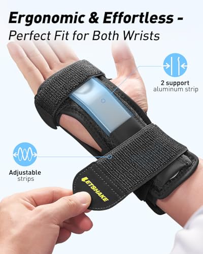 Carpal Tunnel Wrist Brace with Metal Splint - Adjustable Support