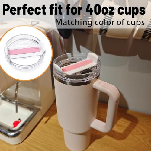 40 Oz Tumbler Replacement Lid - Spill-Proof Straw Cover - Clear Pink