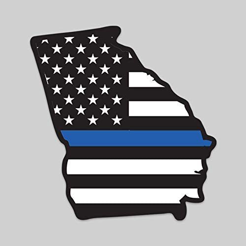 Georgia State Outline American Flag Thin Blue Line Decal - 2-Pack | 5-Inches