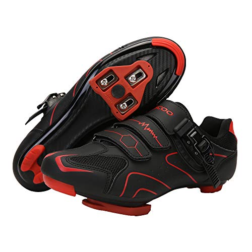 Indoor Cycling Shoes for Men & Women - 14.5 Women/12 Men - Black-Red