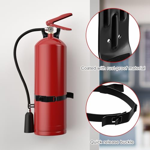 2pcs Home Fire Extinguisher Mount Bracket, 5 LB Metal Truck Fire Extinguisher Mounting Bracket, Mini Extinguishers Mount Holder Kit for Vehicle and Home