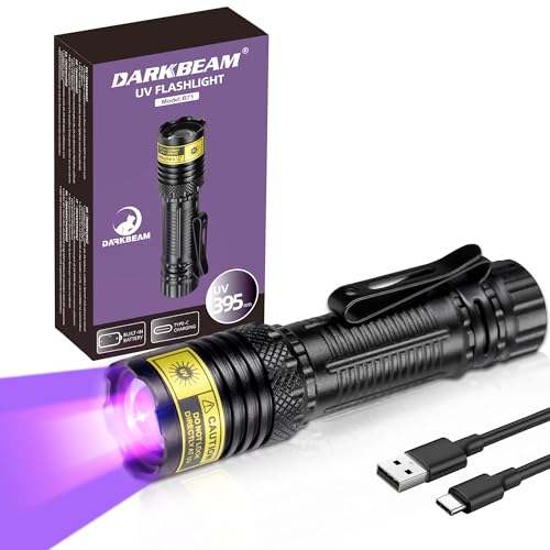 Darkbeam 395nm UV Flashlight Mini Rechargeable Black Light for Pet Stains & UV Detection