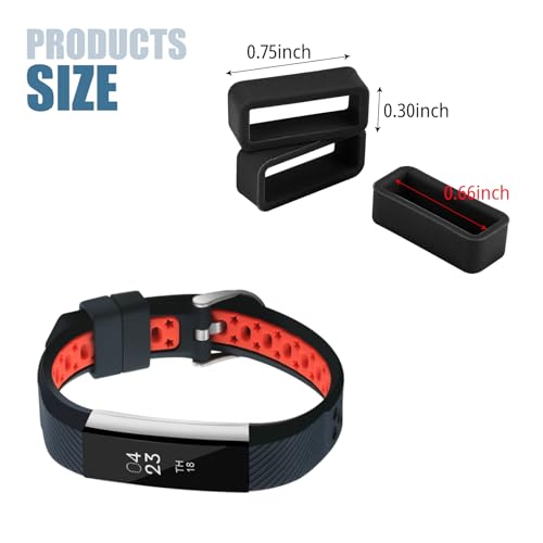 16mm Silicone Watch Band Keeper Loops - 3 Pack - Black