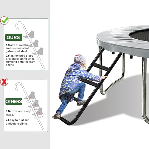 Trampoline Ladder with Shoe Storage Pocket - Black