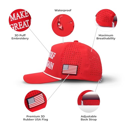 Wolph Red American Golf Hat – Funny Snapback Cap with Rope Style & USA Flag