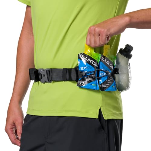 Running Belt Hydration Pack with Flasks & Storage Pockets - Black
