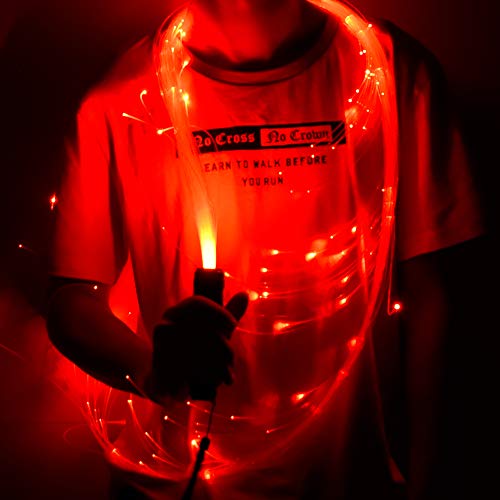 AMKI 6ft Rechargeable LED Fiber Optic Rave Whip - Black, 36 Modes, Swivel, Light Show