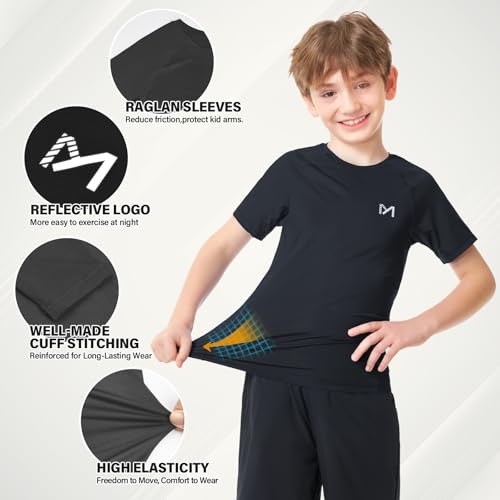 Boys Compression Shirt - Long Sleeve Quick Dry Athletic Undershirt