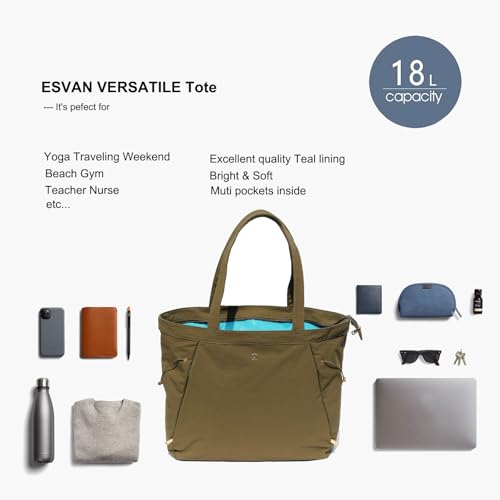 Yoga Tote Bag for Women - Nylon Dark Green Drawstring Carryall
