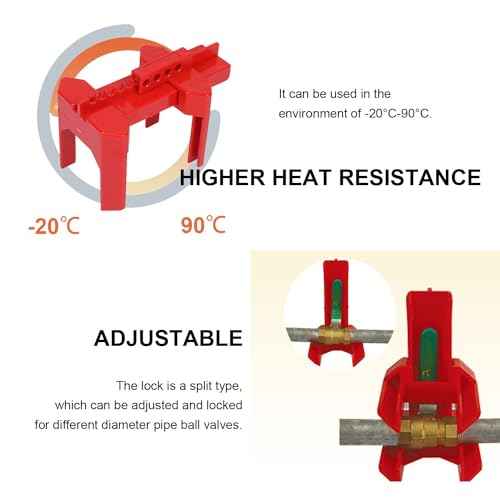 Ball Valve Lockout,Adjustable Ball Valve Lockout Device,for 1/2"-2-1/2" Outside Pipe Diameter,Outdoor Water Spigot Lock Industrial Faucet Handle Locks Pipeline Valve Locking Device(2pack£©