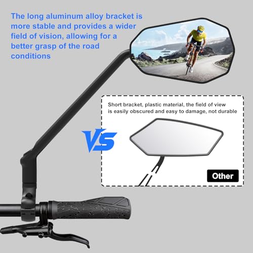 Diyife 2 Pcs Left & Right Wide Bicycle Mirrors for Handlebars - HD Ultra-Wide View