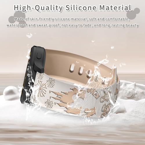 22mm Engraved Silicone Watch Band - Breathable Soft Strap - Starlight & Milk Tea