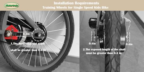 Mutetrain Black Kids Bike Training Wheels for 12-20 Inch Single-Speed Bicycles