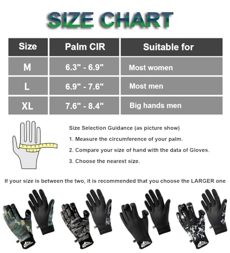 SUJAYU Ice Fishing Gloves XL Camouflage – Warm, Water-Resistant Fingerless Winter Gloves for Men & Women