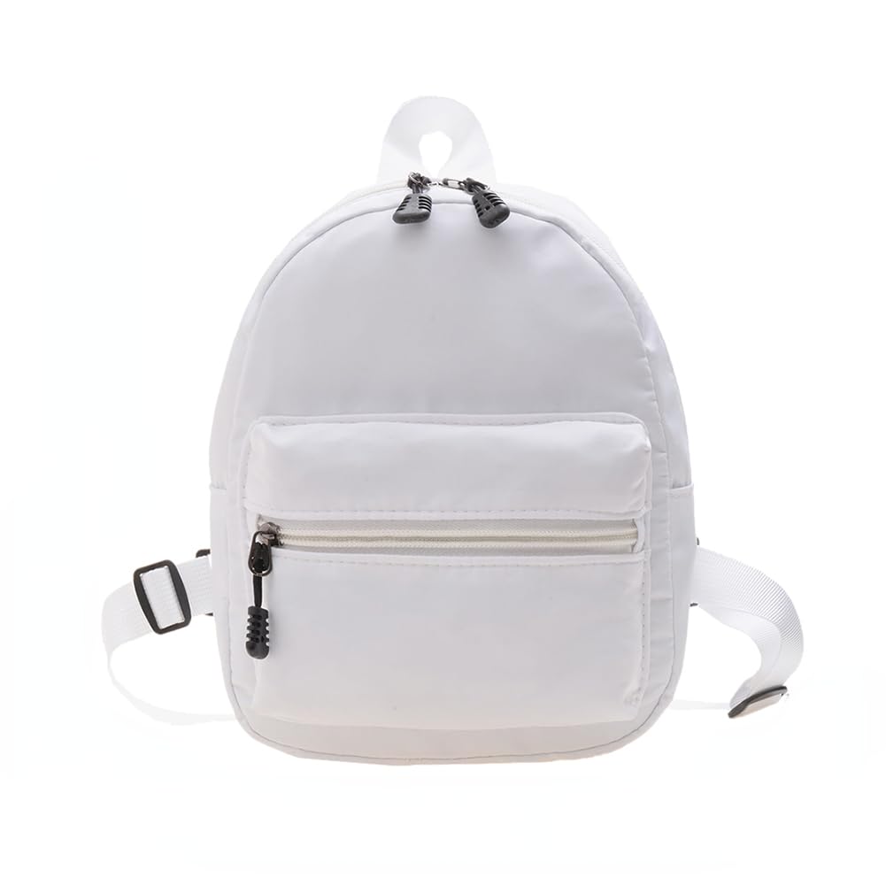 LAKEDREAM Casual Nylon Women Mini Backpack Fashion Solid Color Preppy Style Female Small Travel Knapsack Rucksacks (Style A White)