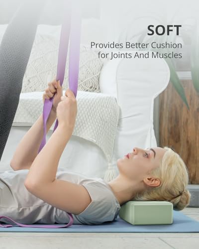 Yoga Blocks 2 Pack - Soft Non-Slip Foam, Mint Green
