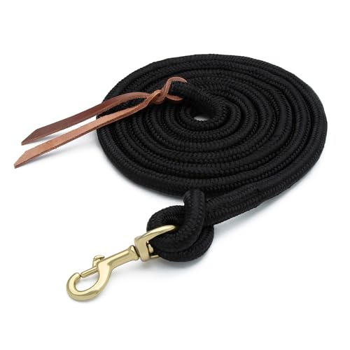 10' Black Horse Lead Rope with Brass Snap - Comfortable Grip