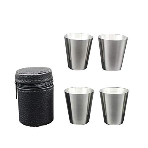 30ml Stainless Steel Shot Cups - 4 Pack with Black Case