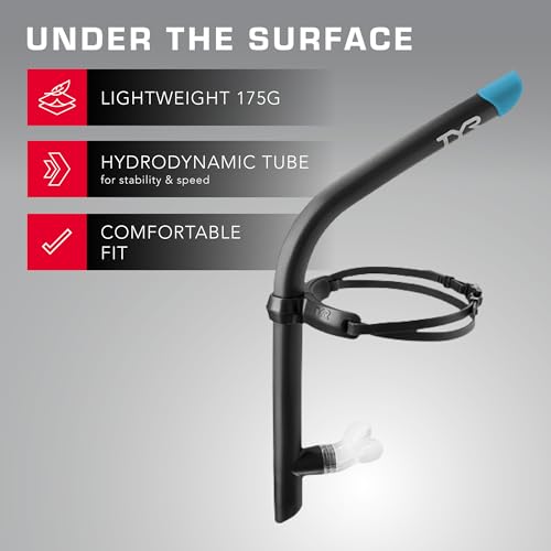 TYR Ultralite Elite Adult Swim Snorkel - Black, Ultra-Light & Comfortable for Training