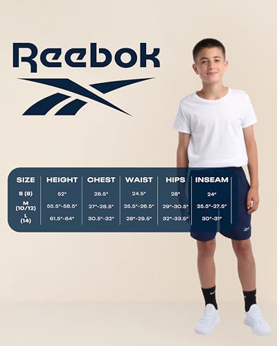 Reebok Boys Joggers 4 Pack Athletic Sweatpants with Elastic Waistband - Black & Navy Variations