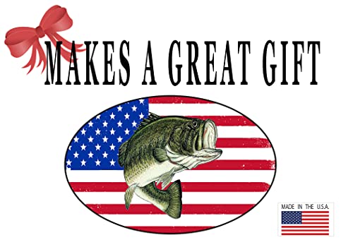 Bass USA Flag Car Decal - 5x3 Inch Fishing Sticker