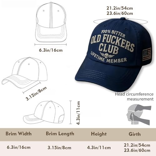 Distressed Vintage Baseball Cap - Old Fuckers Club - Blue