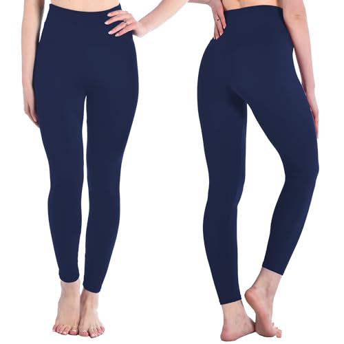 High Waisted Navy Leggings for Women - Full Length, Large-X-Large