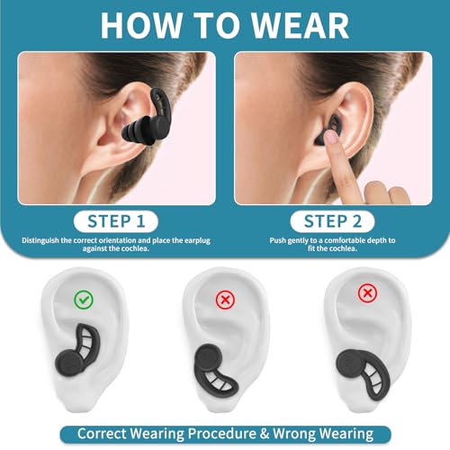 Reusable Silicone Waterproof Swim Ear Plugs - 4 Pairs (Black, Gray, Blue, Green)
