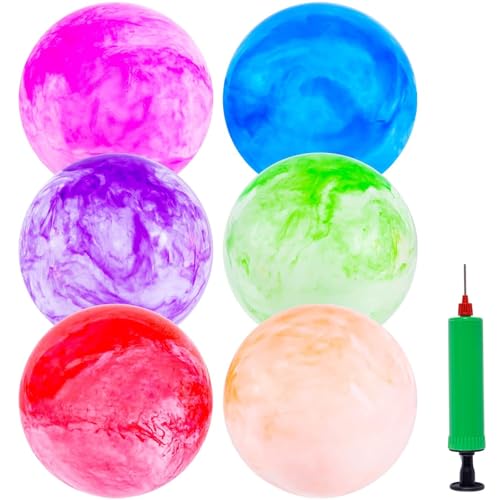 6 Pack 8.5 Inch Playground Balls with Pump - Durable Bouncy Sports Balls