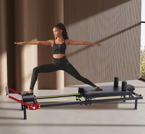 Pilates Reformer Machine - Foldable, Adjustable Resistance, 330lbs