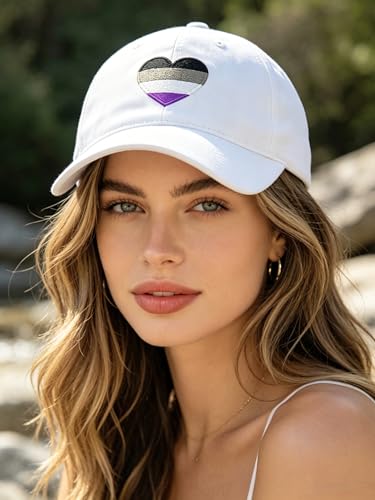 LGBTQ Pride Baseball Cap - Embroidered Heart Cotton Hat - Asexual