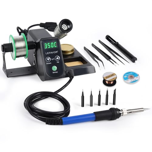 ?Larlarsa DS936 Soldering Station - Digital Soldering Station Kit, 60W Soldering Iron (356¡ÆF-896¡ÆF) with 5 Extra Lead free Tips, Lead-Free Solder Wire, Sleep Mode, ESD Safe, Auto Calibration