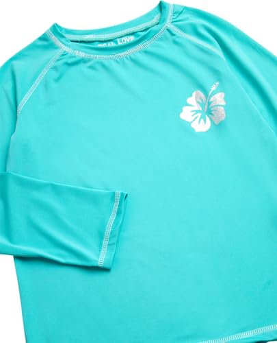 Long Sleeve Rash Guard Swim Shirts - Mint & Light Pink - 2 Pack