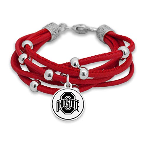 Leather Cord Bracelet with Silver Beads - 7.5 Inch