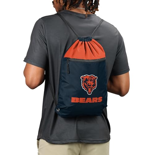 Chicago Bears Drawstring Backpack with Zippered Pocket - One Size