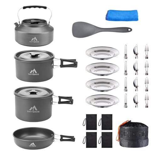 Black 27-Piece Camping Cookware Set for 2-4 People | Portable Kitchen with Kettle, Pots, Pans & Utensils